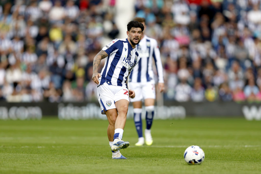 Alex Mowatt of West Bromwich Albion makes a pass against Derby County