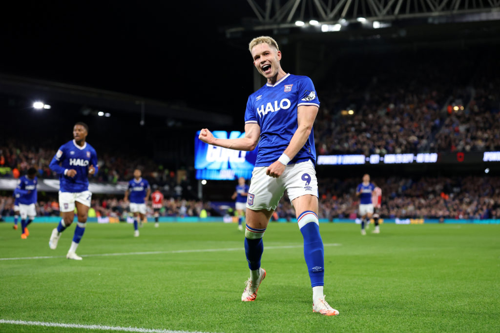George Hirst of Ipswich Town celebrates