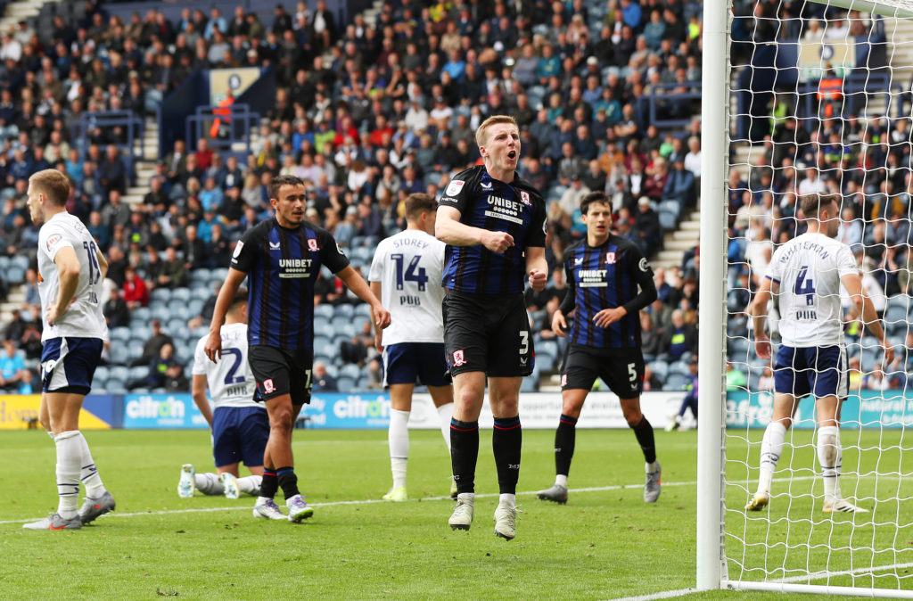 Matt Targett celebrates scoring against Preston North End