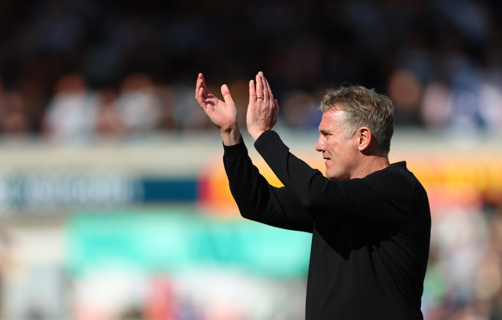 Phil Parkinson, Manager of Wrexham acknowledges the fans prior to the Sky Bet Championship match between Wrexham AFC and Queens Park Rangers