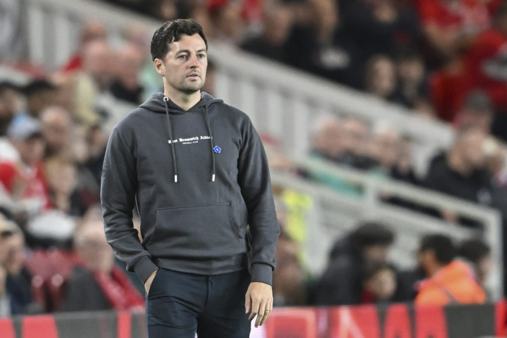 Ryan Mason watches Middlesbrough vs West Bromwich Albion in Sky Bet Championship