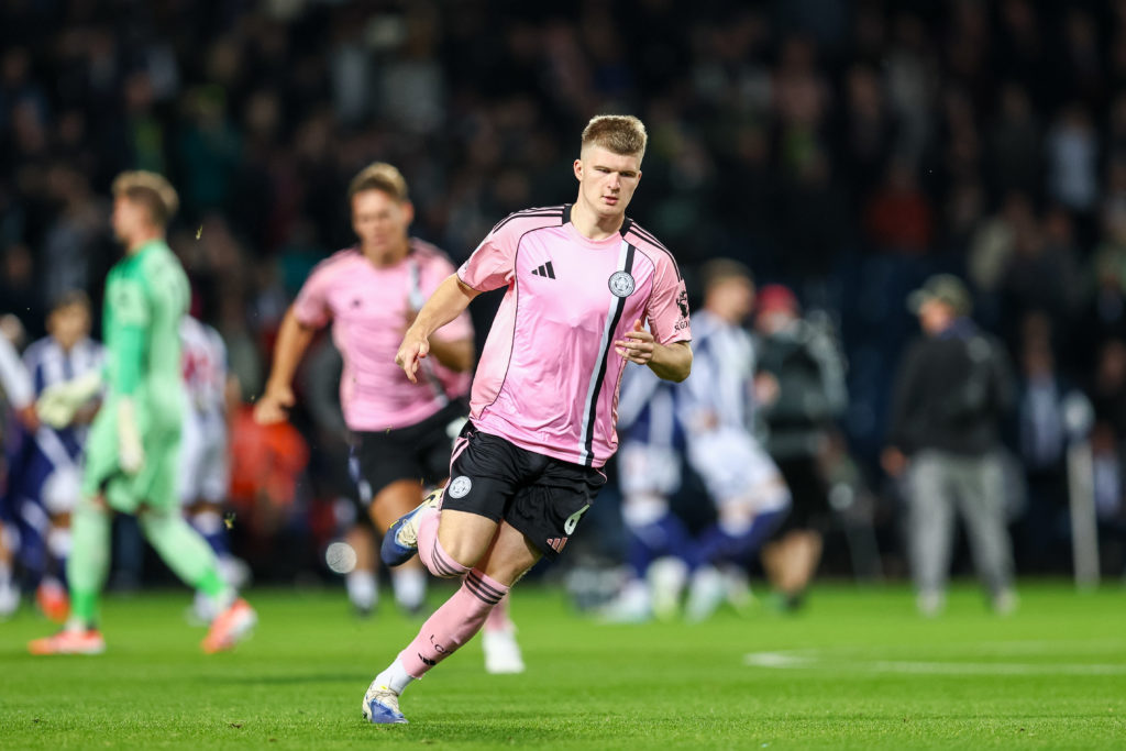 Jordan James warms up before West Brom vs Leicester City kicks off