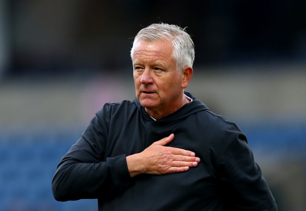 Chris Wilder beats his chest after Sheffield United beat Oxford United