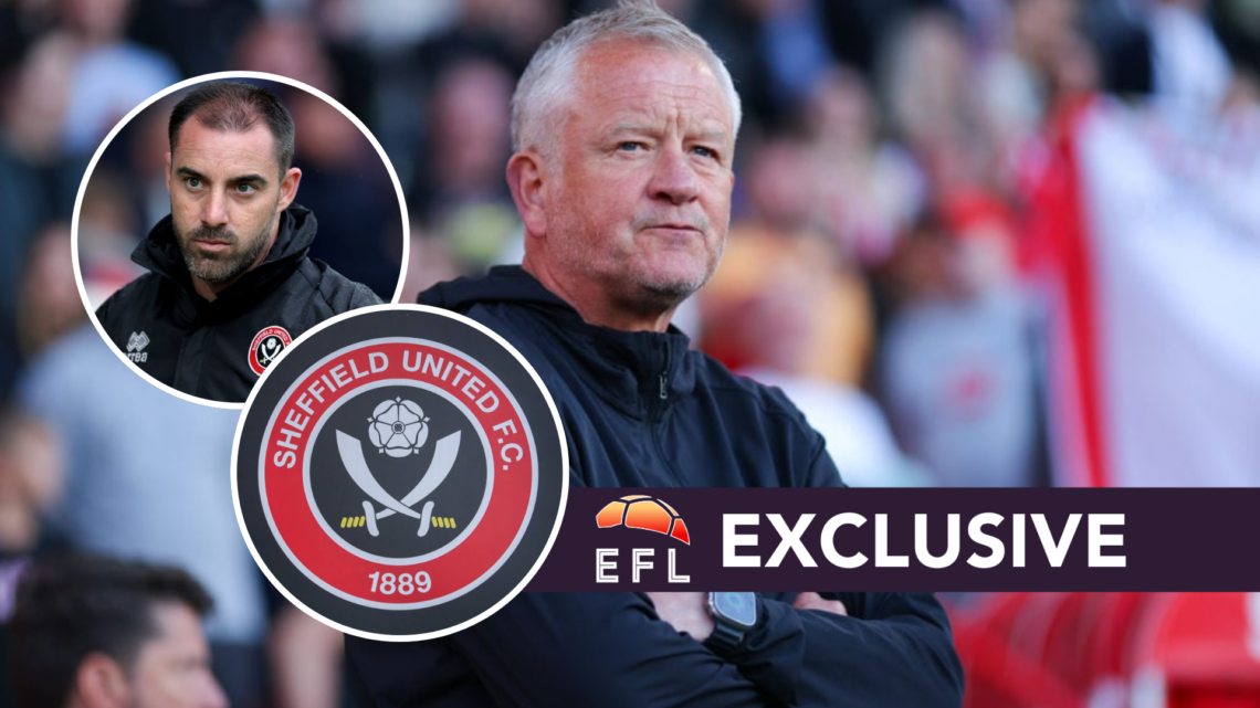 Sheffield United manager Chris Wilder. Inset, former Sheffield United head coach Ruben Selles, and the Sheffield United FC badge. Overlaid, the EFL...