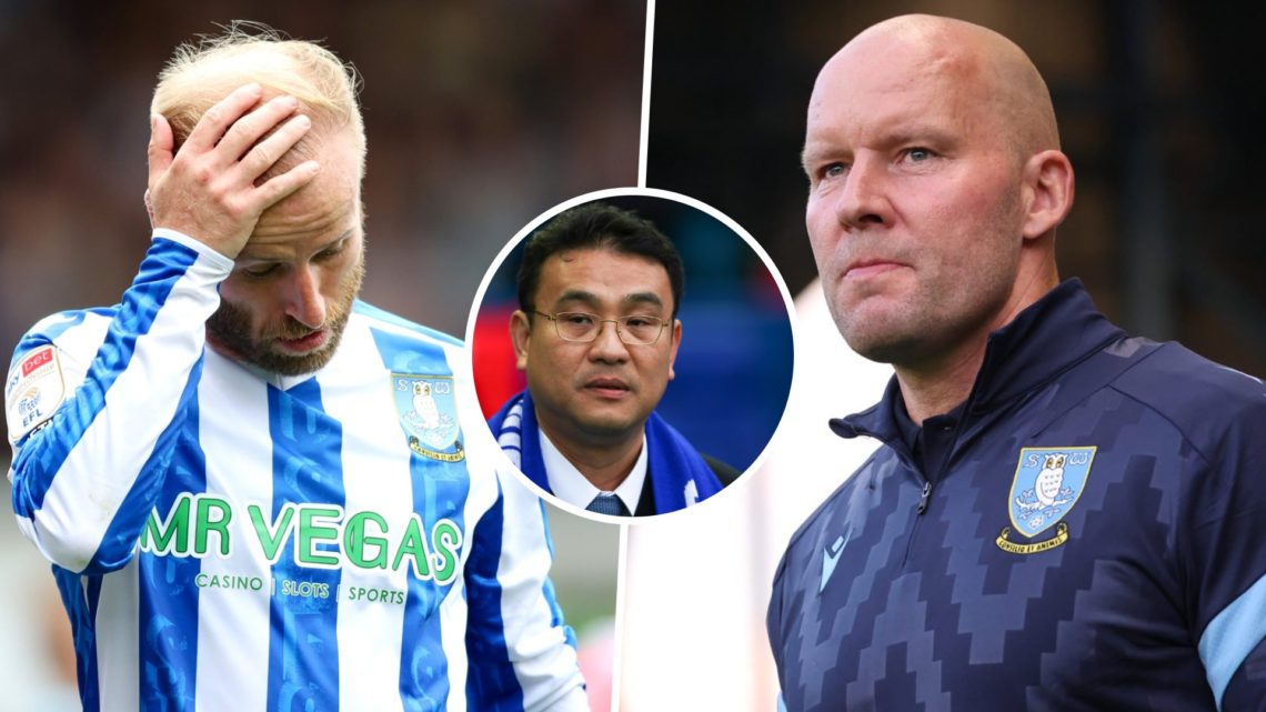 Barry Bannan reacts during a Championship game, and Sheffield Wednesday head coach Henrik Pedersen. Inset, Sheffield Wednesday owner Dejphon Chansiri.