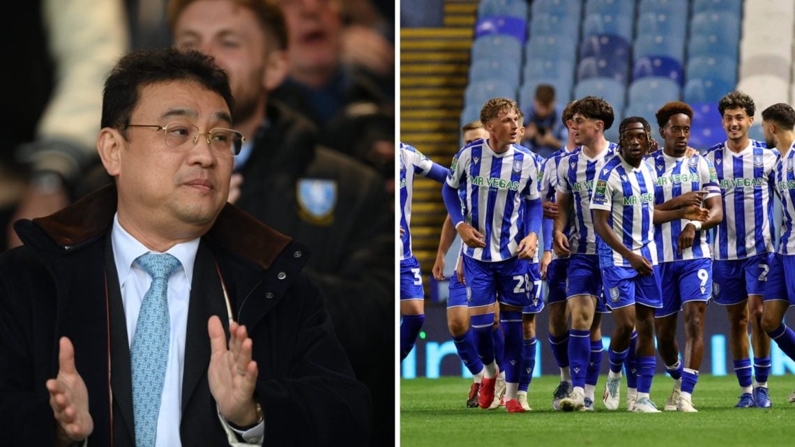 Sheffield Wednesday owner Dejphon Chansiri attends a game at Hillsborough, Sheffield Wednesday's players celebrate the goal against Leeds United