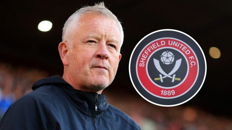 Sheffield United FC manager Chris Wilder, and the Sheffield United FC badge.
