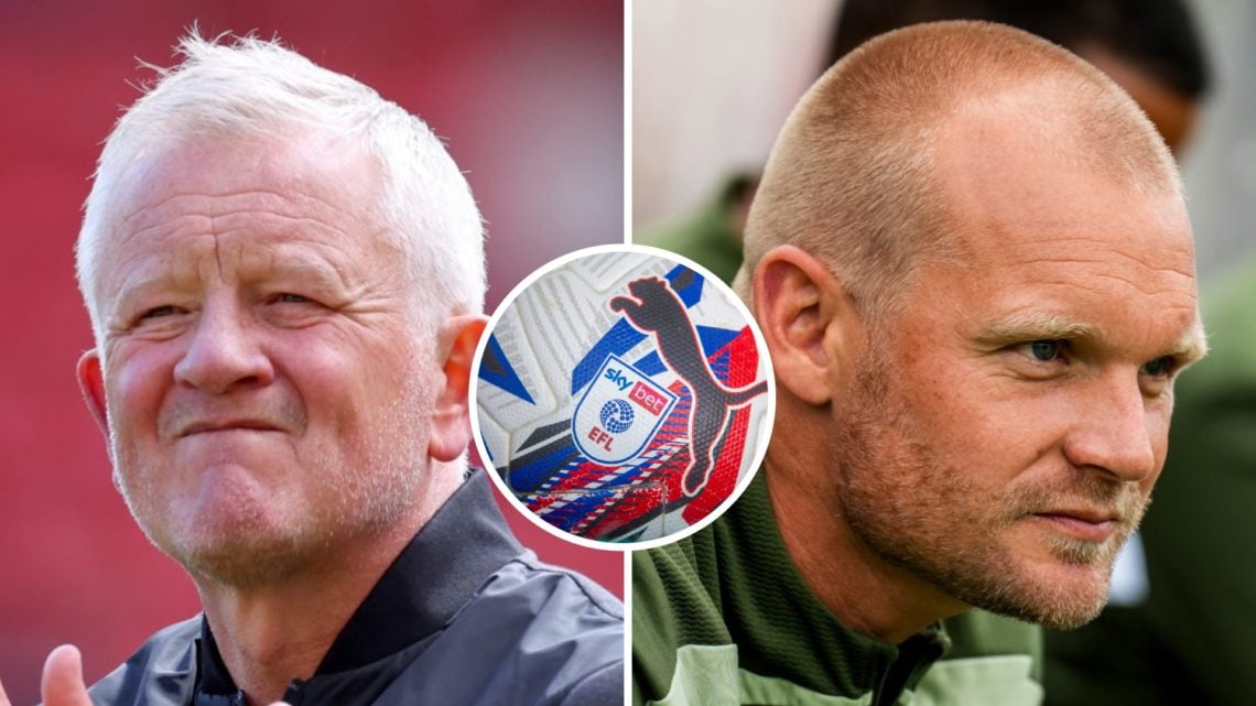 Split image of Sheffield United manager Chris Wilder and Norwich City manager Liam Manning with EFL logo inset.