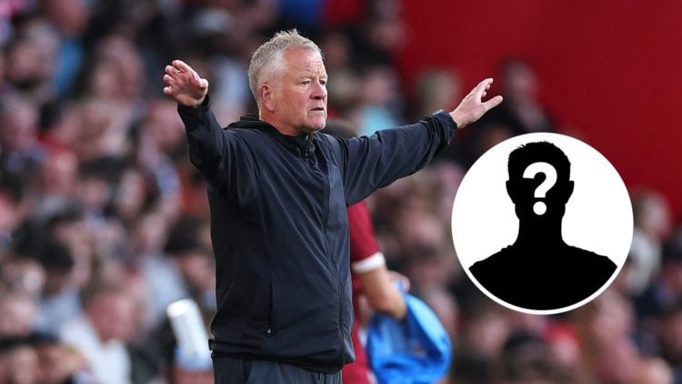 Sheffield United manager Chris Wilder, with mystery graphic inset.