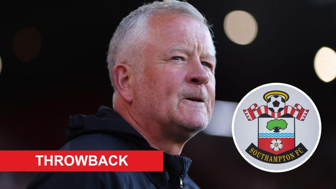 Sheffield United manager Chris Wilder, with Southampton badge inset.