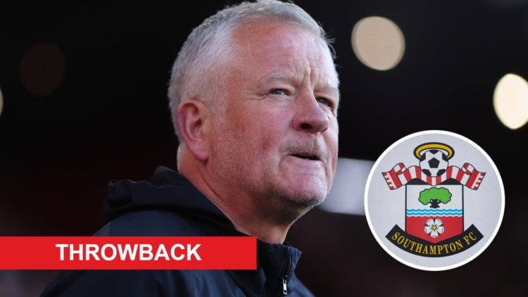 Sheffield United manager Chris Wilder, with Southampton badge inset.