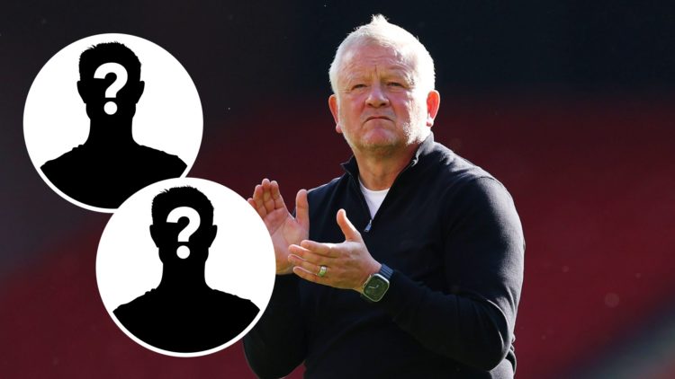 Chris Wilder, Manager of Sheffield United, applauds the fans. Inset, Mystery Player x2