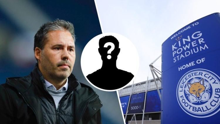 Marti Cifuentes looks dejected after West Brom vs Leicester City, an inset of a mystery man, a general view of the King Power Stadium before Leices...