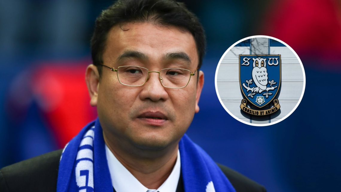 Dejphon Chansiri watches a Sheffield Wednesday game, and inset, the Sheffield Wednesday FC badge.
