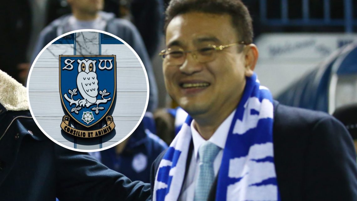 Sheffield Wednesday chairman Dejphon Chansiri with club badge inset.