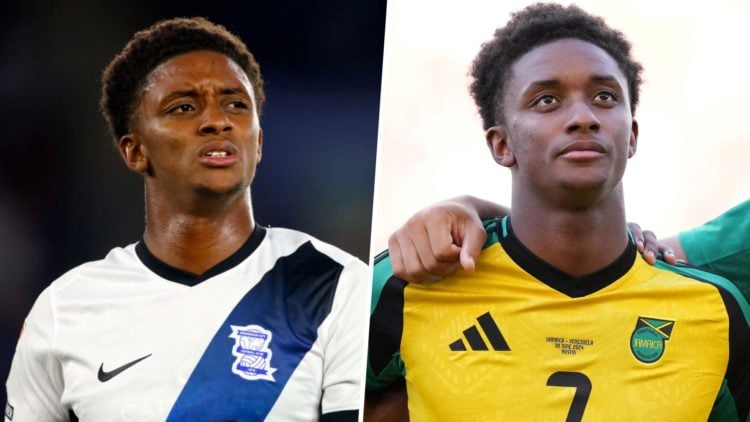 Demarai Gray for Birmingham City (left) and for Jamaica (right)