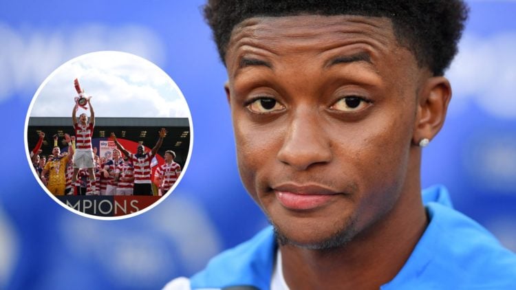 Demarai Gray looks on before Birmingham City game (main) Doncaster Rovers players (inset)