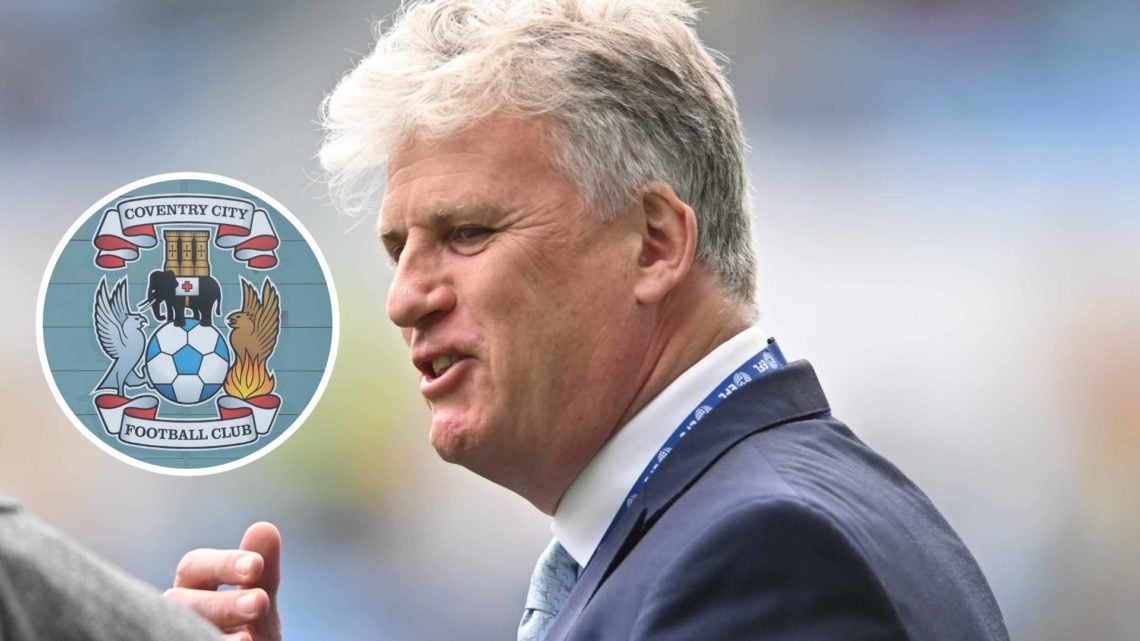 Coventry City owner Doug King, with club badge inset.