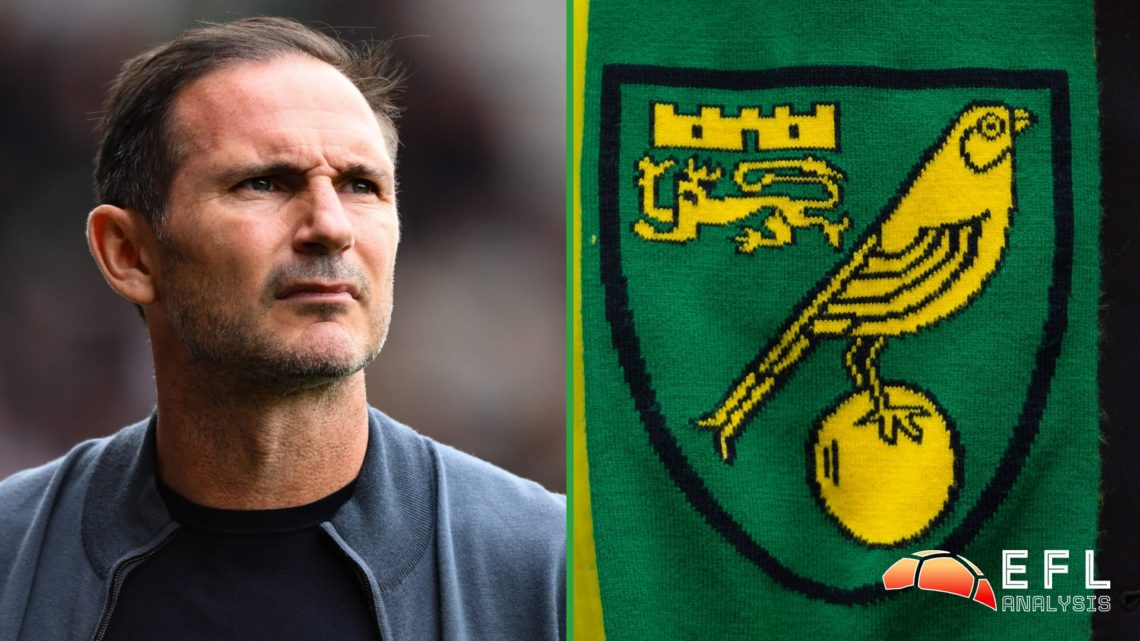 Split image showing Coventry City coach Frank Lampard and the Norwich City badge on a scarf