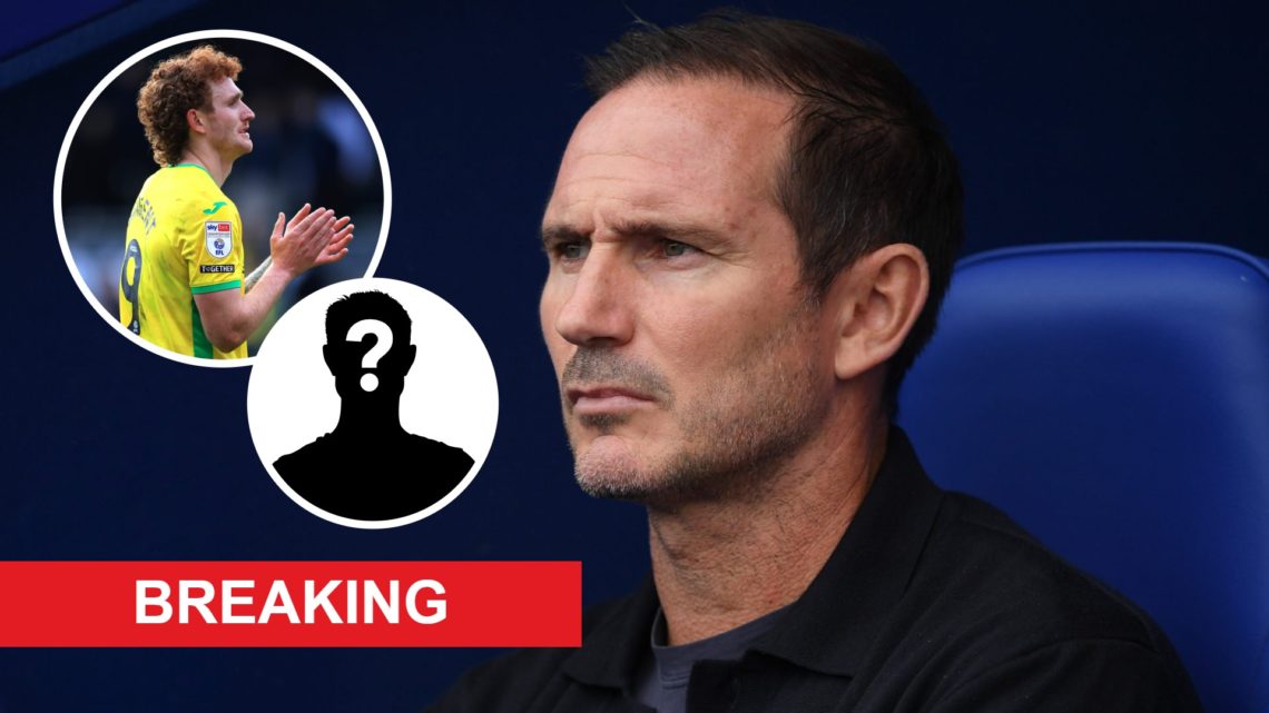 Coventry City manager Frank Lampard. Inset, Josh Sargent and mystery player graphic.