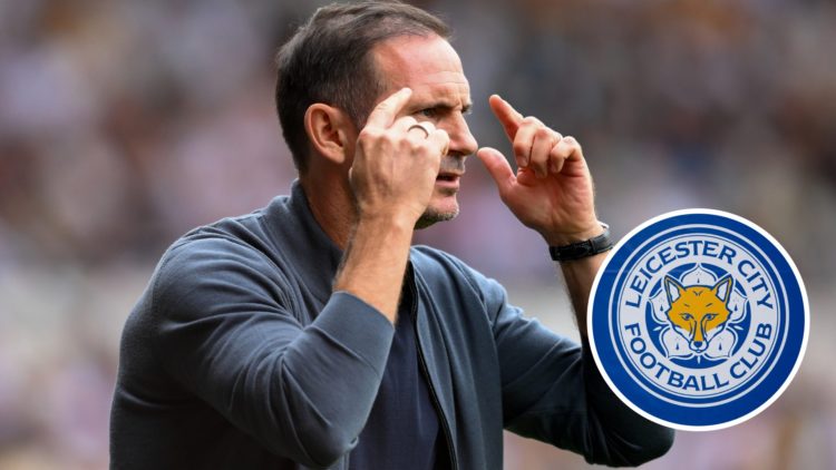 Coventry City manager Frank Lampard. Inset, Leicester City badge.