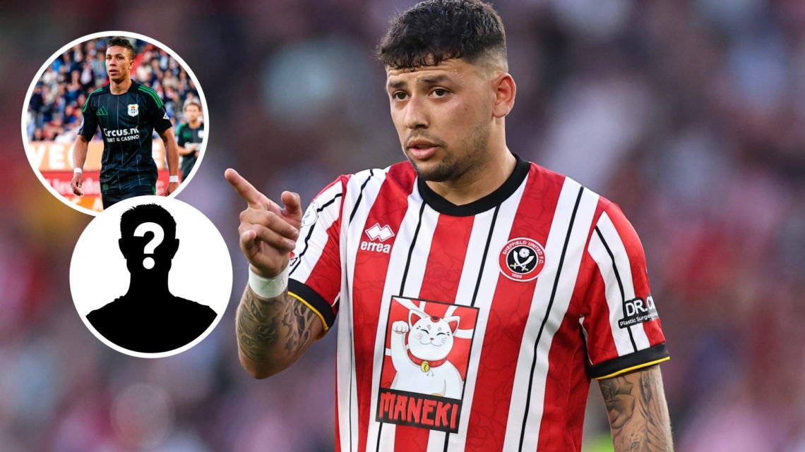 Sheffield United's Gus Hamer. Inset, Filip Krastev and mystery player graphic.