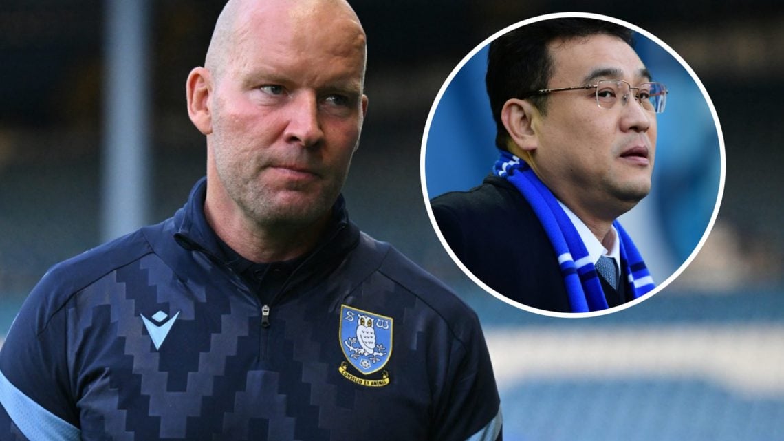 Henrik Pedersen looks on while managing Sheffield Wednesday (main) and Dejphon Chansiri looks on at Sheffield Wednesday (inset)