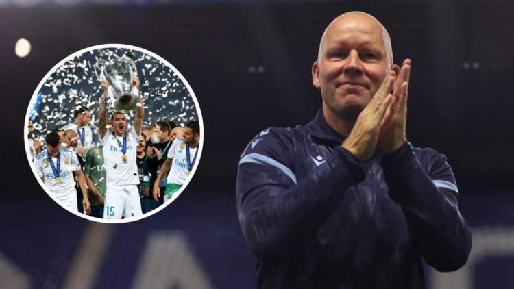 Henrik Pedersen is the manager of Sheffield Wednesday. Inset: Theo Hernandez of Real Madrid lifts The UEFA Champions League trophy
