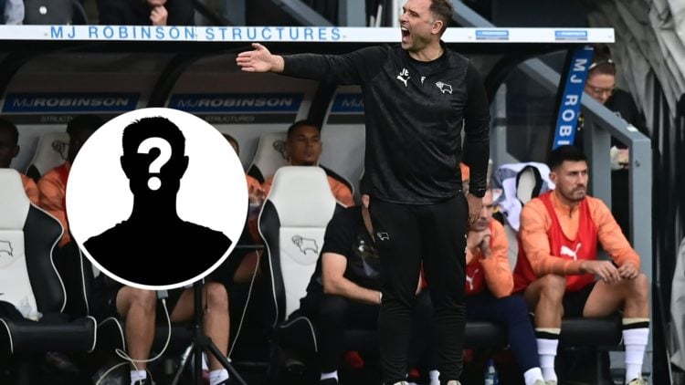Derby County Head Coach / Manager John Eustace reacts during the Sky Bet Championship match between Derby County and Preston North End. Inset, Myst...