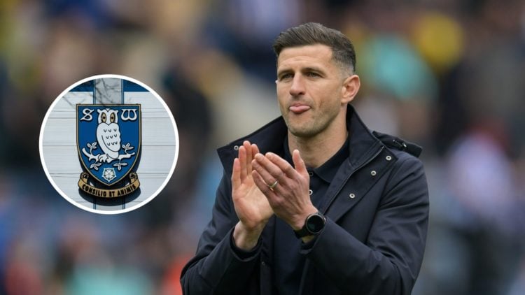 Portsmouth FC Manager John Mousinho is present during the Sky Bet Championship match between Sheffield Wednesday and Portsmouth. Inset, Sheffield W...