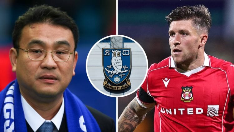 Sheffield Wednesday owner Dejphon Chansiri before a Championship game, and Wrexham AFC forward Josh Windass during a match. Inset, the Sheffield We...