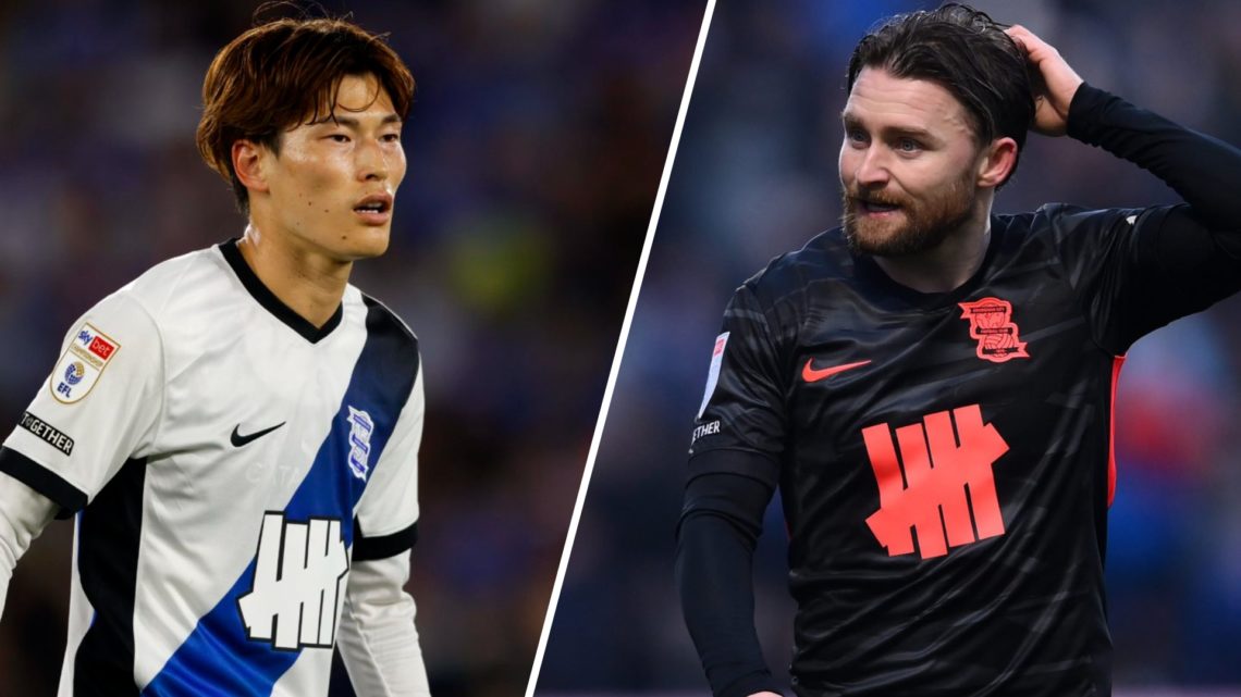 Split image of Birmingham City's Kyogo Furuhashi and Alfie May.