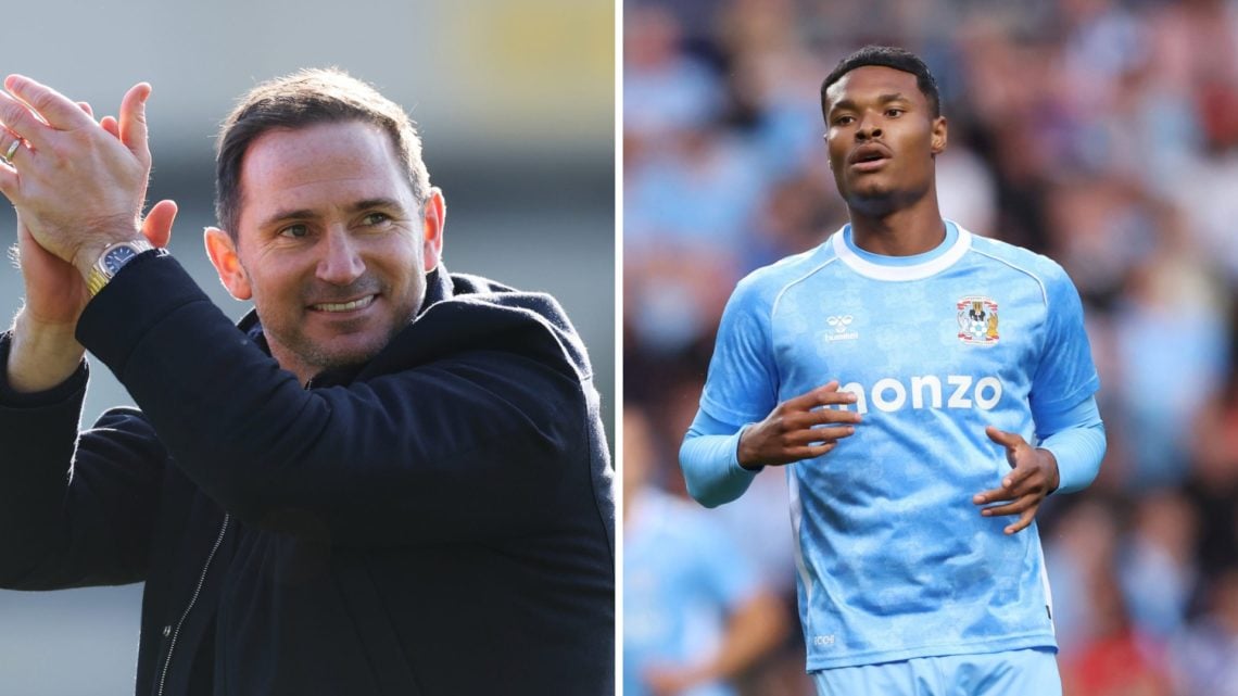 Frank Lamparf applauds the Coventry City fans after the win against Oxford United, Kai Andrews playing for Coventry City against Real Betis