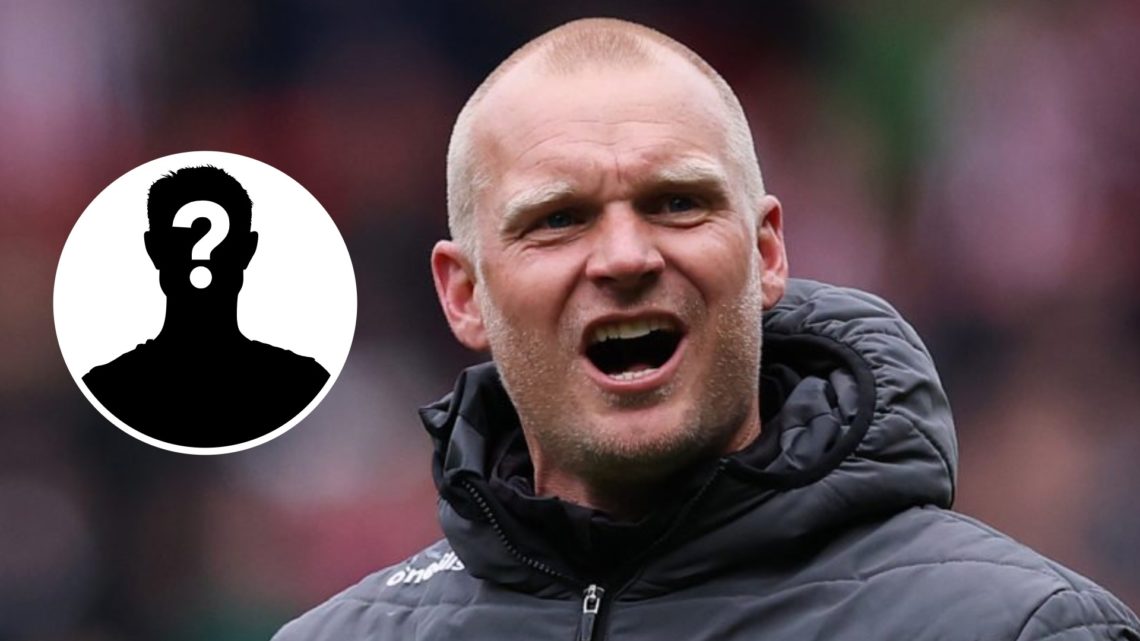 Norwich City manager Liam Manning with mystery player graphic inset.