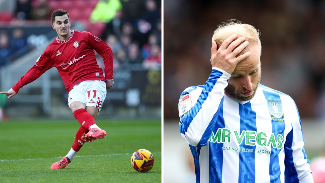Anis Mehmeti scores for Bristol City vs Portsmouth, Barry Bannan reacts during Wrexham vs Sheffield Wednesday
