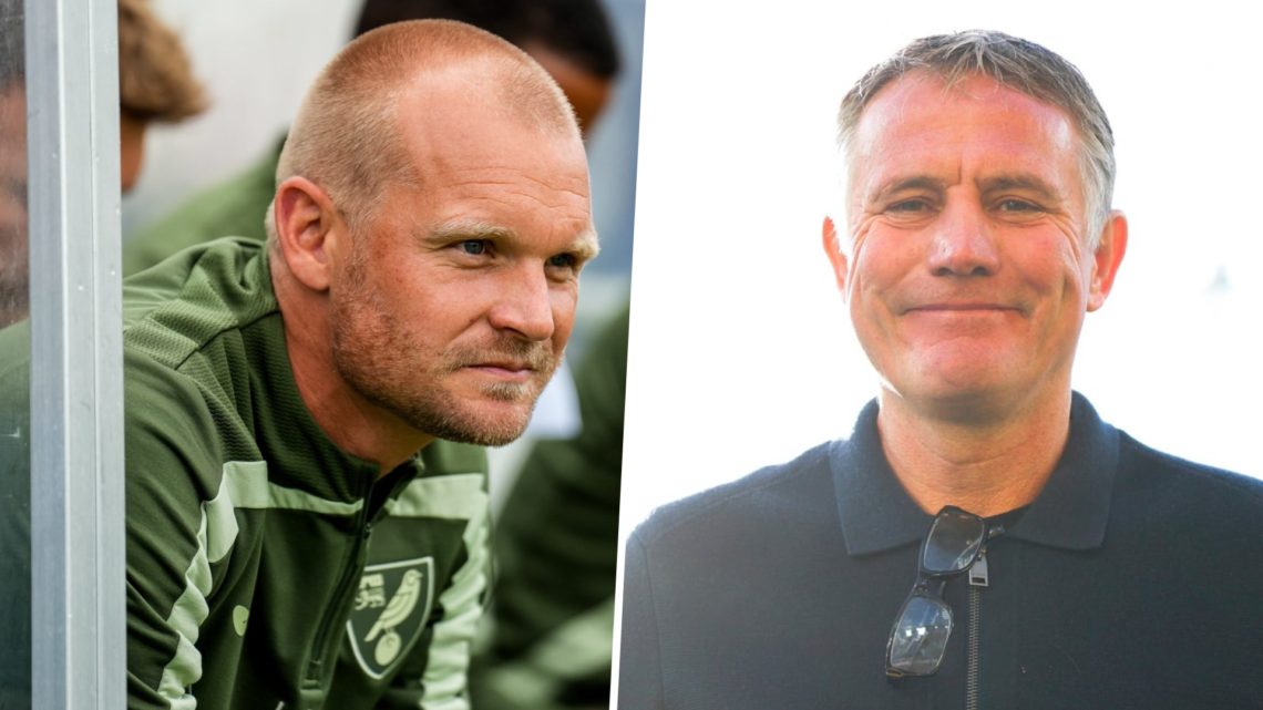 Norwich City manager Liam Manning, and Wrexham AFC manager Phil Parkinson.