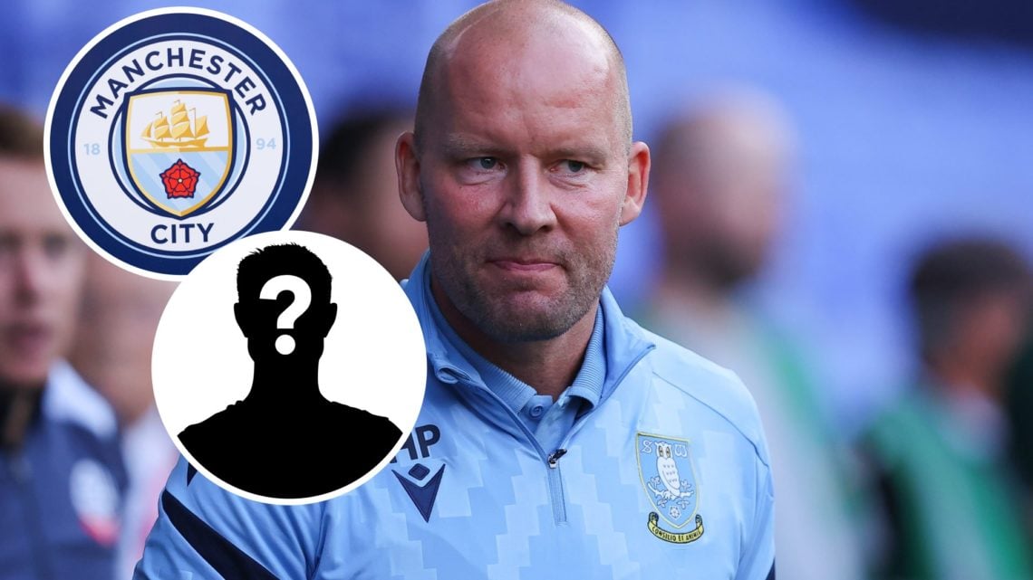 Henrik Pedersen arrives before Bolton Wanderers vs Sheffield Wednesday, an inset of the Manchester City badge, an inset of a mystery man