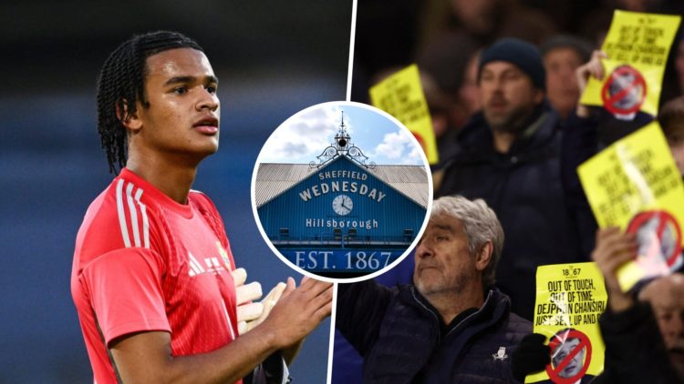 Pierce Charles (left) and Sheffield Wednesday fans (right)