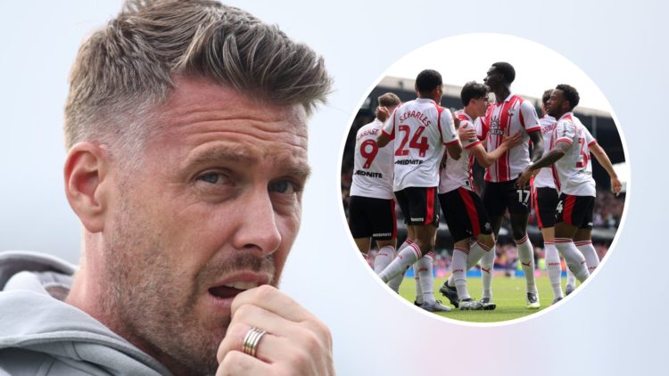 Rob Edwards looks on nervously as Middlesbrough manager (main) and Southampton players celebrate scoring at Ipswich (inset)