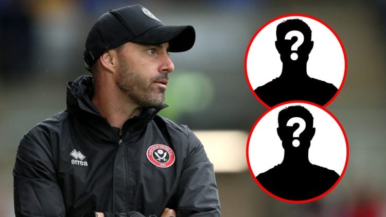 Ruben Selles looks on while managing Sheffield United (left) and two mystery players (inset)