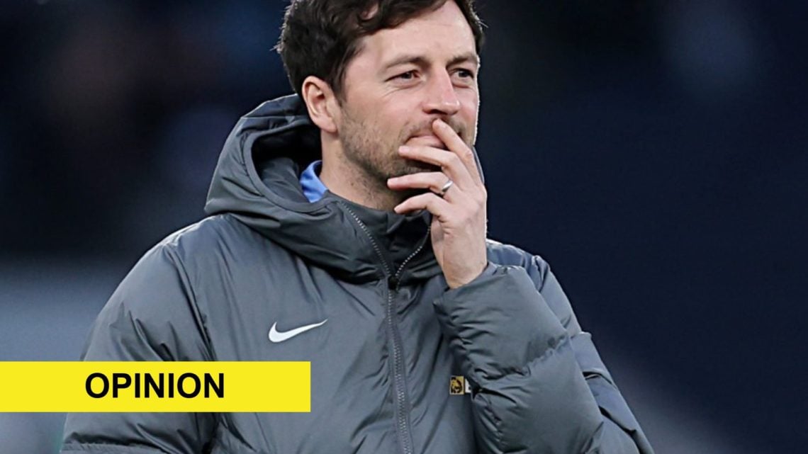 West Brom manager Ryan Mason with opinion banner overlaid.