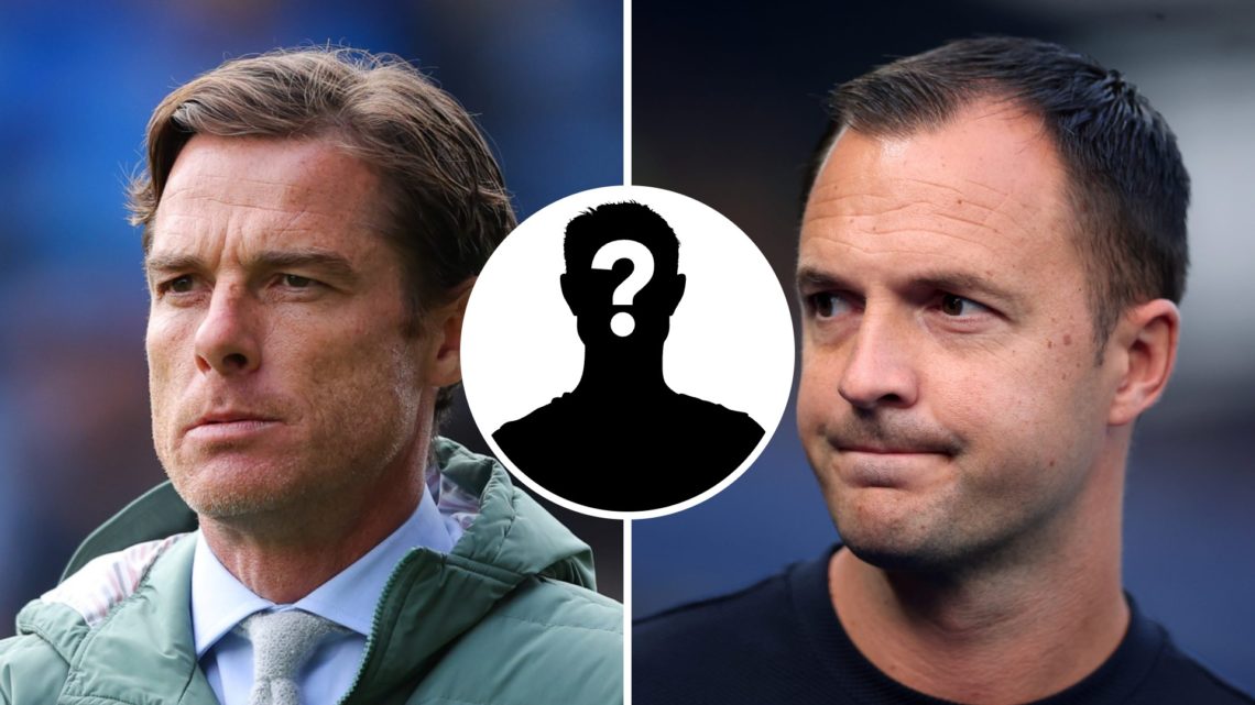 Scott Parker looks on while managing Burnley (left) and Chris Davies looks to the side as he manages Birmingham City (right)