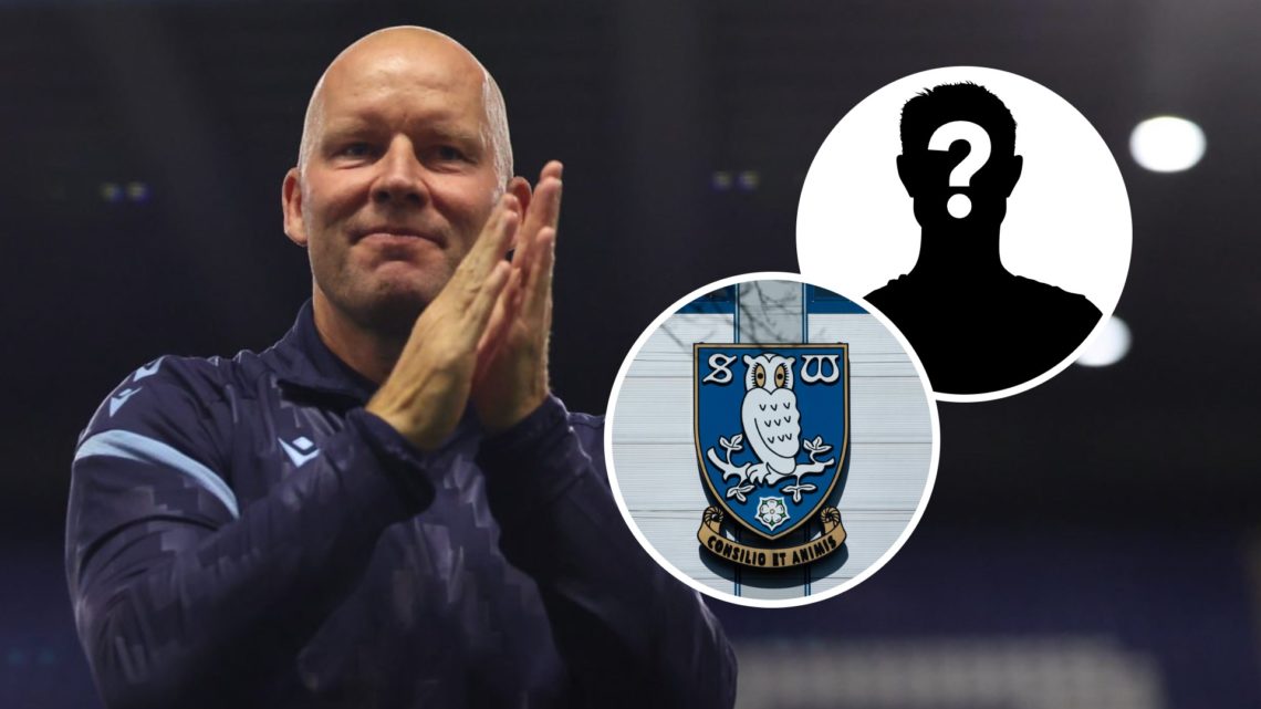 Sheffield Wednesday manager Henrik Pedersen. Inset, the Sheffield Wednesday FC badge and a mystery player.