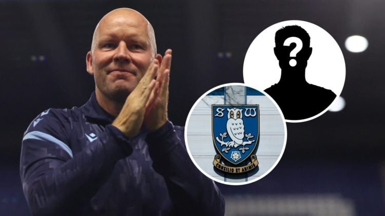 Sheffield Wednesday manager Henrik Pedersen. Inset, the Sheffield Wednesday FC badge and a mystery player.