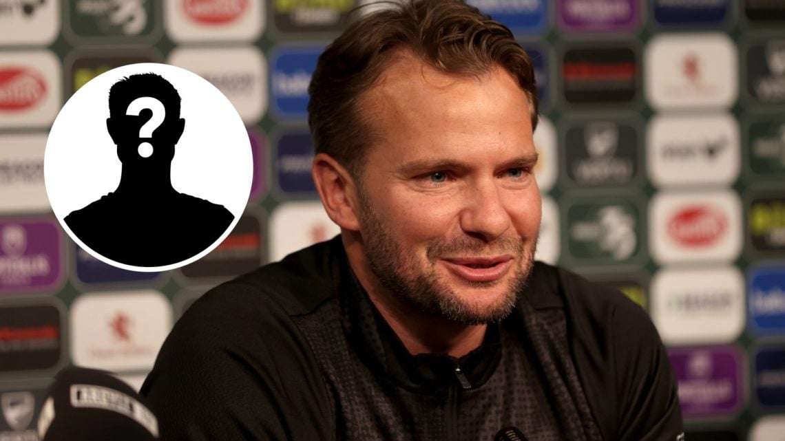 Plymouth Argyle manager Tom Cleverley with mystery graphic inset.