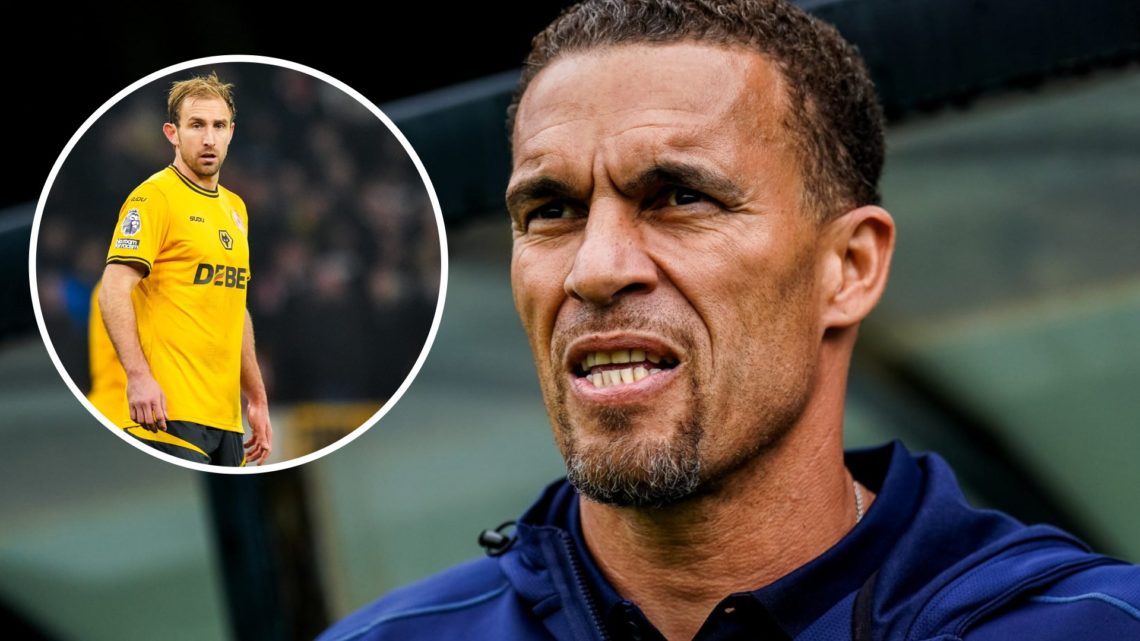 Blackburn Rovers manager Valerien Ismael looks on while managing (main) and Craig Dawson playing for Wolverhampton Wanderers (inset)