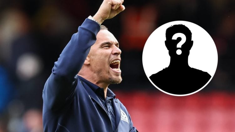 Blackburn Rovers manager Valerien Ismael with mystery player graphic inset.