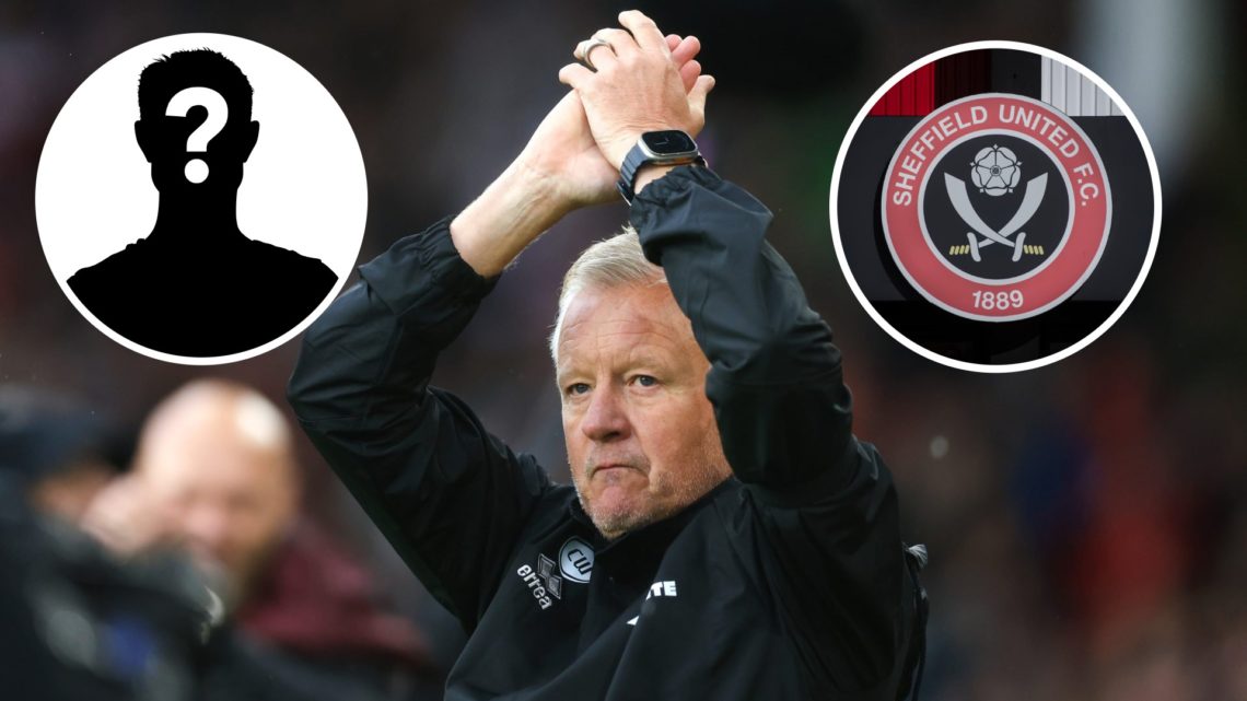 Chris Wilder applauds the Sheffield United fans at Bramall Lane vs Charlton Athletic, an inset of the Sheffield United badge, an inset of a mystery...
