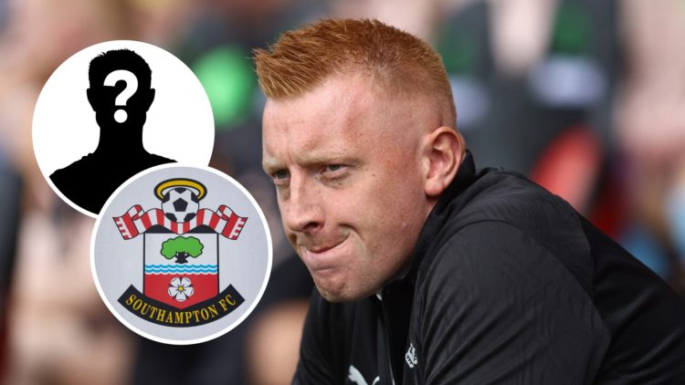 Southampton manager Will Still before a Championship game. Inset, the Southampton FC badge and a mystery player.