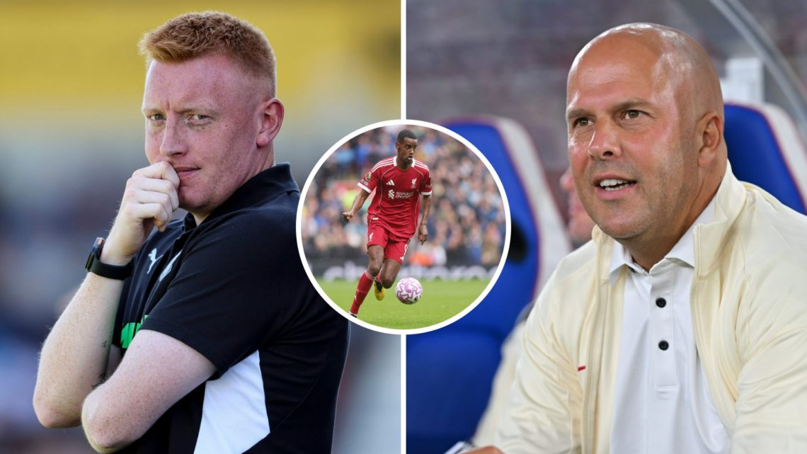 Will Still during Southampton's pre-season friendly against Eastleigh (L). Manager Arne Slot of Liverpool FC looks on prior to the MEIJI YASUDA J.L...